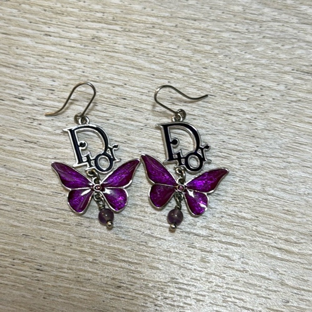 Dior Butterfly Earrings with Purple Accents